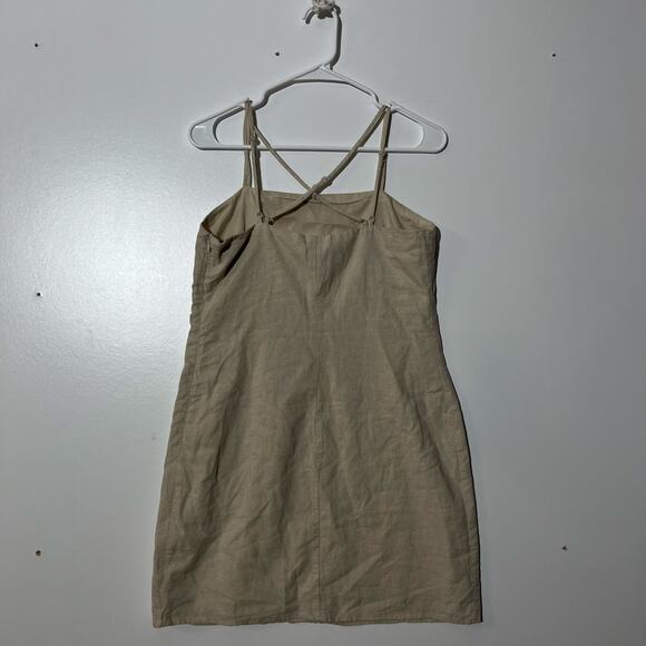 H&M Linen Cotton Blend Beige Strappy Dress Summer Casual Womans Size Small NWT - Picture 3 of 6